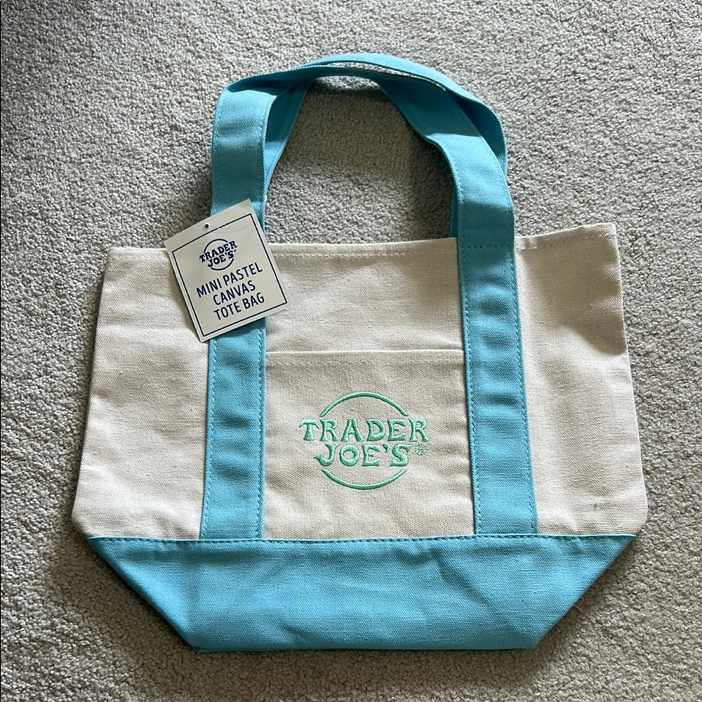 Blue and Cream Canvas Tote Bag